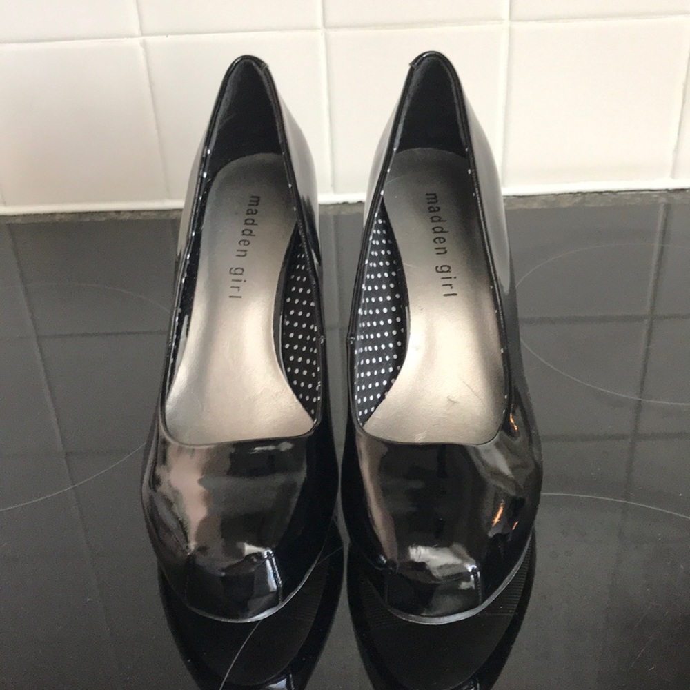 Madden Girl black patent heels